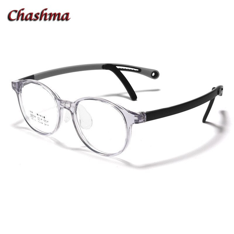 Chashma Unisex Children's Full Rim Round Tr 90 Titanium Eyeglasses 5028 Full Rim Chashma Transparent Gray