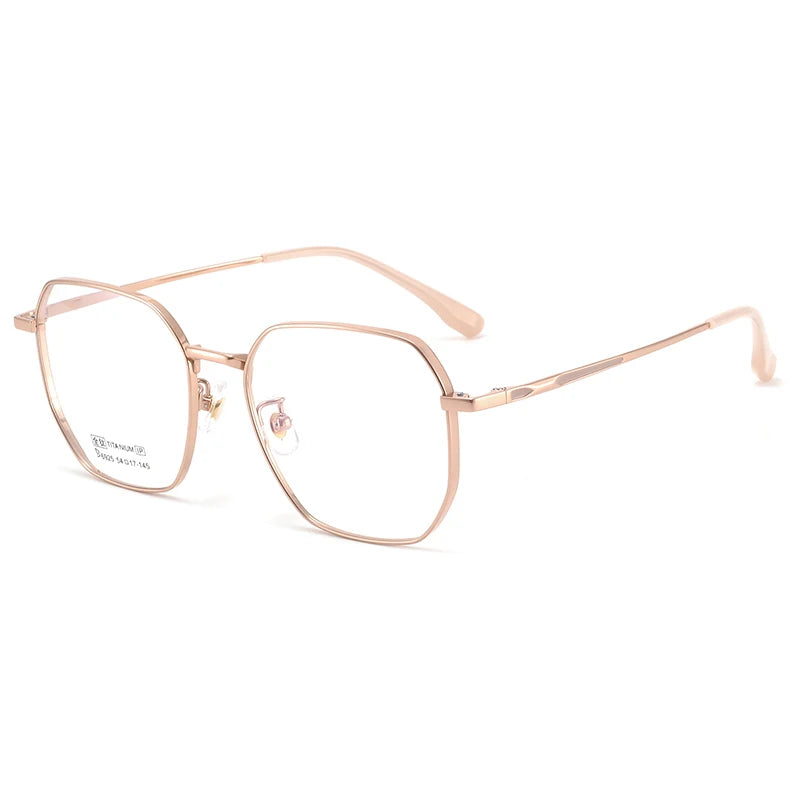 Bclear Unisex Full Rim Small Polygon Square Titanium Eyeglasses My6529 Full Rim Bclear Rose Gold