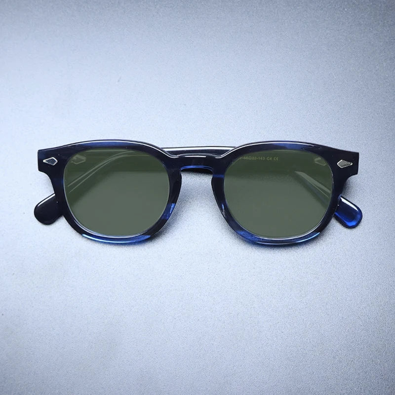 Gatenac Unisex Full Rim Square Polarized Acetate Sunglasses Mo14 Sunglasses Gatenac Blue Green
