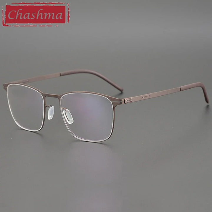 Chashma Ottica Unisex Full Rim Square Titanium Eyeglasses 401 Full Rim Chashma Ottica Brown  