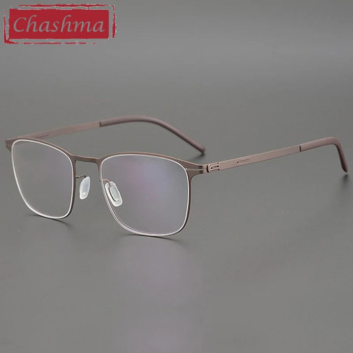 Chashma Ottica Unisex Full Rim Square Titanium Eyeglasses 401 Full Rim Chashma Ottica Brown