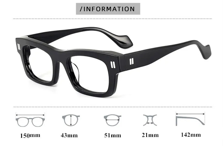 Black Mask Unisex Full Rim Square Acetate Eyeglasses L2037 Full Rim Black Mask