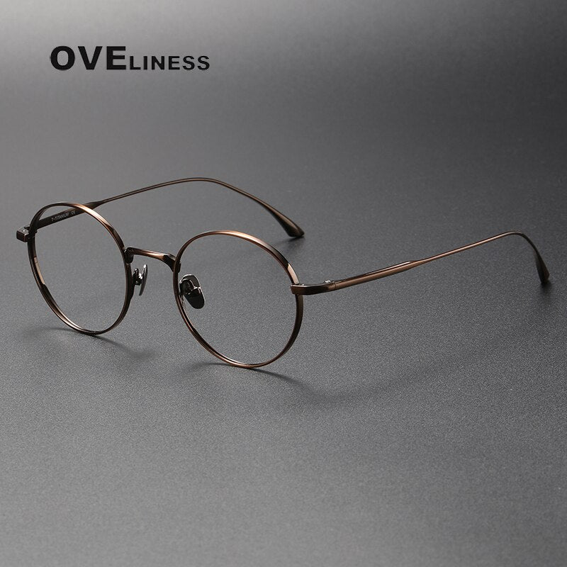 Oveliness Unisex Full Rim Round Titanium Eyeglasses 4921145 Full Rim Oveliness bronze  