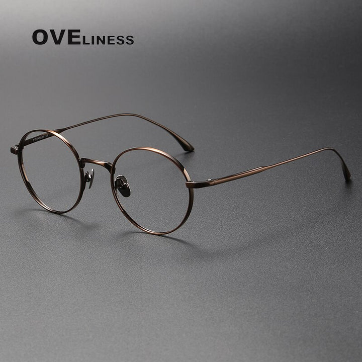 Oveliness Unisex Full Rim Round Titanium Eyeglasses 4921145 Full Rim Oveliness bronze  