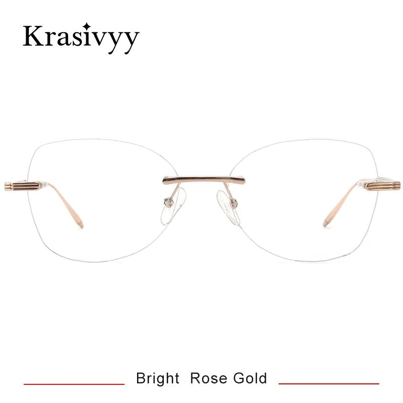 Krasivyy Women's Rimless Butterfly Titanium Eyeglasses Kr16083 Rimless Krasivyy Bright Rose Gold CN 