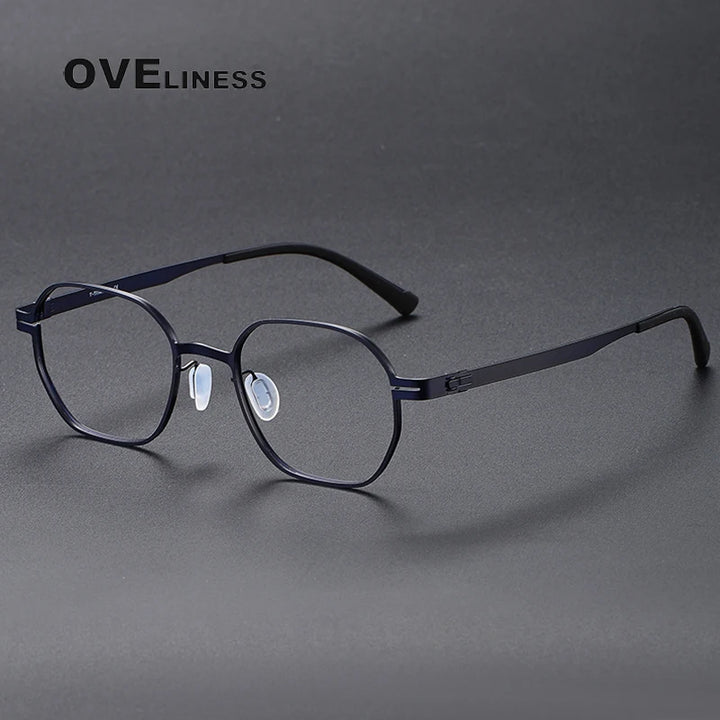 Oveliness Unisex Full Rim Polygon Titanium Eyeglasses 80993 Full Rim Oveliness blue  