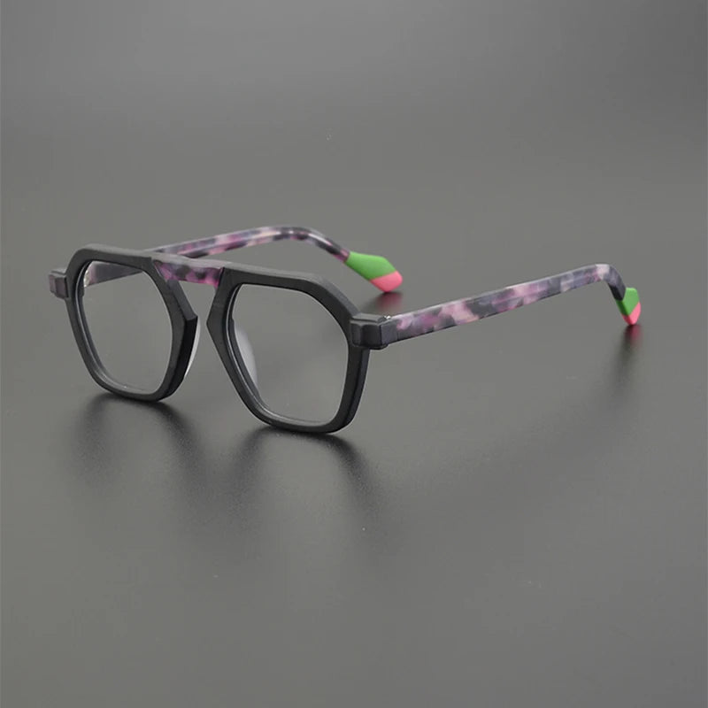 Nobler Unisex Full Rim Flat Top Oval Frosted Acetate Eyeglasses 19286 Full Rim Nobler C3