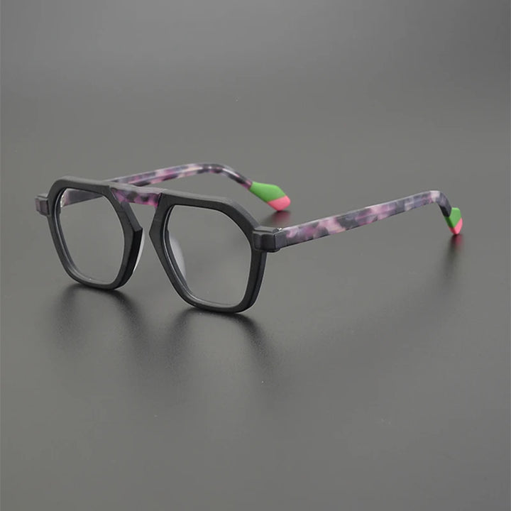 Nobler Unisex Full Rim Flat Top Oval Frosted Acetate Eyeglasses 19286 Full Rim Nobler C3