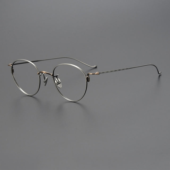 Gatenac Unisex Full Rim Round Titanium Eyeglasses Gxyj1051 Full Rim Gatenac