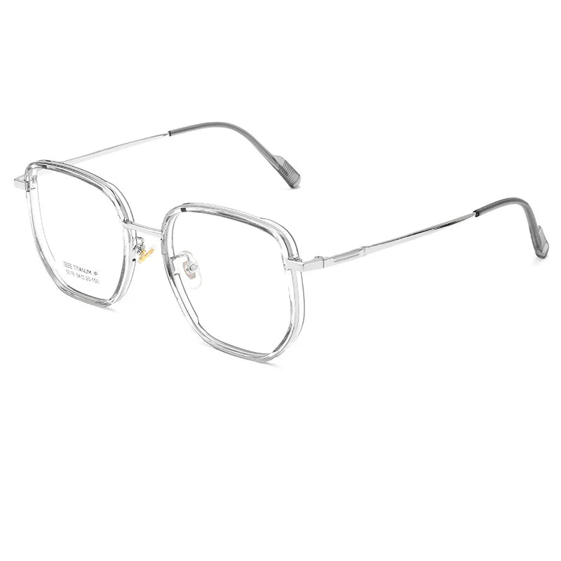 Xbora Unisex Full Rim Polygon Square Tr 90 Alloy Eyeglasses 50187