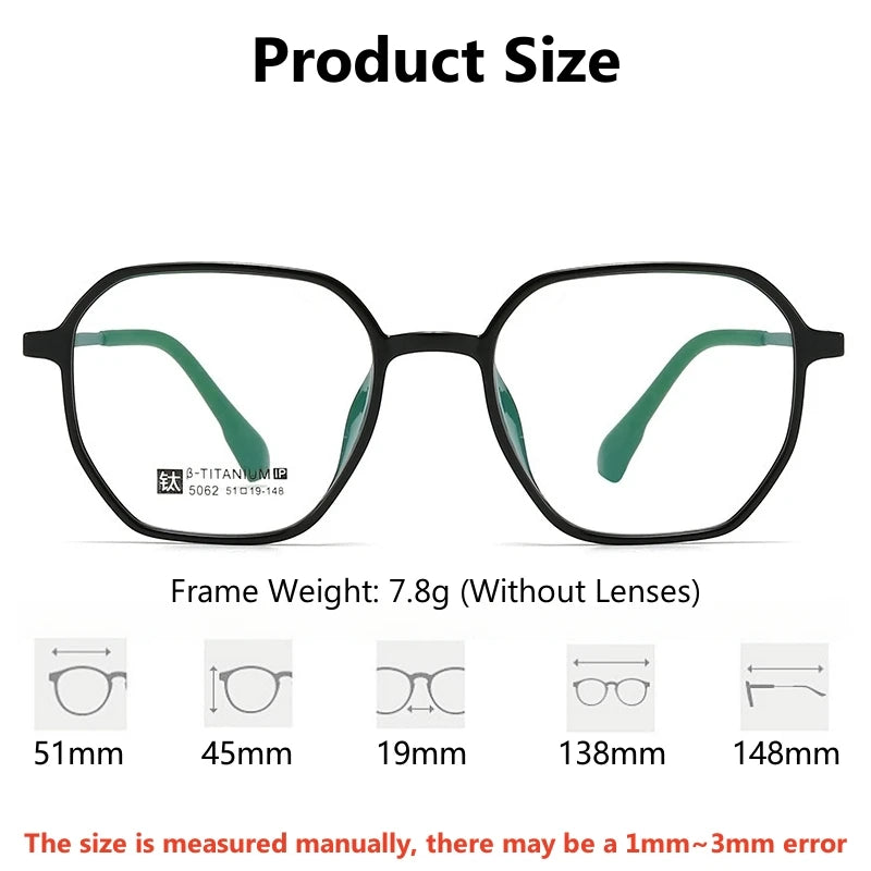 Yimaruili Women's Full Rim Polygon Tr 90 Titanium Eyeglasses 55062
