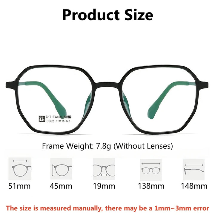 Yimaruili Women's Full Rim Polygon Tr 90 Titanium Eyeglasses 55062