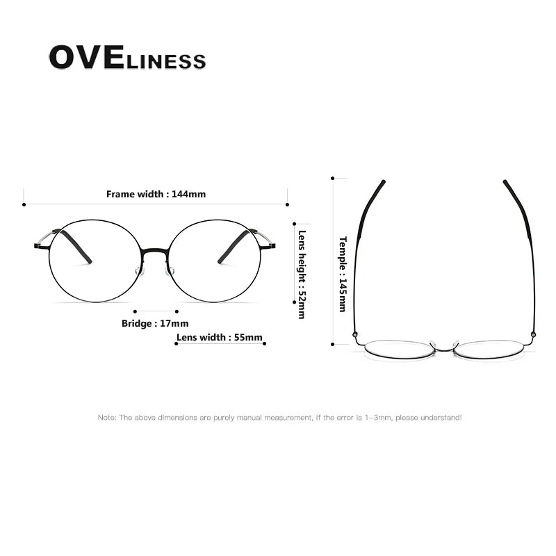 Oveliness Unisex Full Rim Round Screwless Titanium Eyeglasses 5516 Full Rim Oveliness