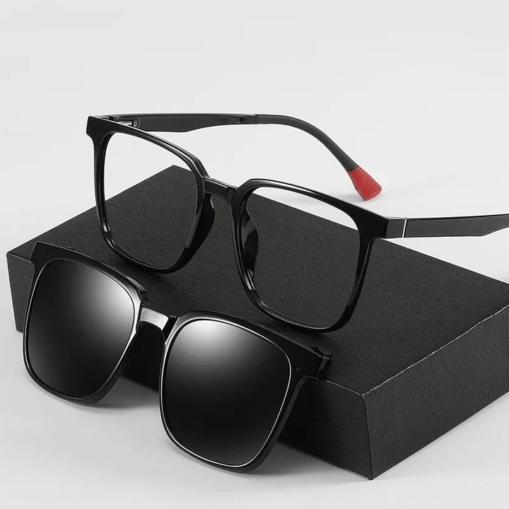 Kocolior Unisex Full Rim Square Acetate Eyeglasses Clip On Sunglasses CX10 With Clip Ons Kocolior