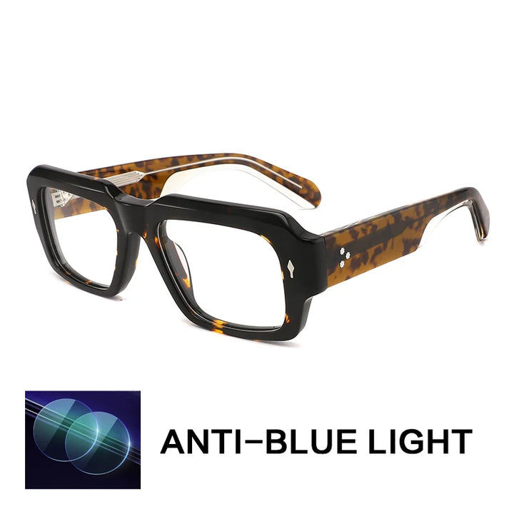 Gatenac Unisex Full Rim Big Square Acetate Reading Glasses G91019