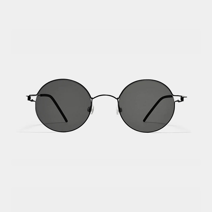 Black Mask Unisex Full Rim Round Screwless Titanium Sunglasses 28609 Full Rim Black Mask Black-Gray As Shown