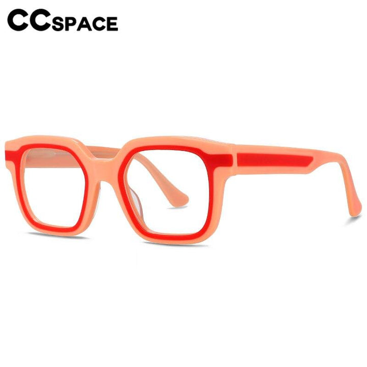CCspace Unisex Full Rim Square Acetate Eyeglasses 56555 Full Rim CCspace