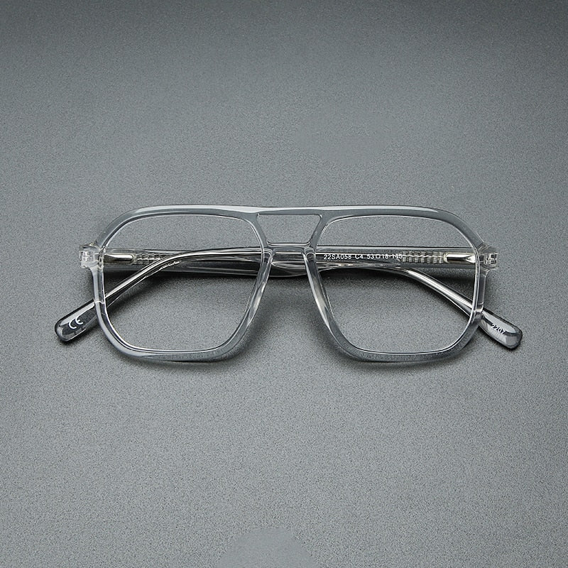 Gatenac Unisex Full Rim Square Double Bridge Acetate Eyeglasses Gxyj1099 Full Rim Gatenac