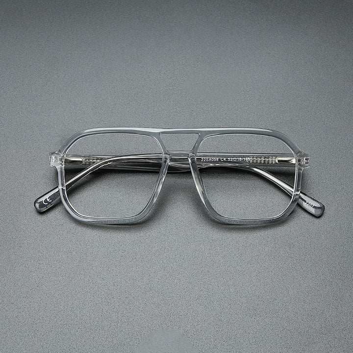 Gatenac Unisex Full Rim Square Double Bridge Acetate Eyeglasses Gxyj1099 Full Rim Gatenac