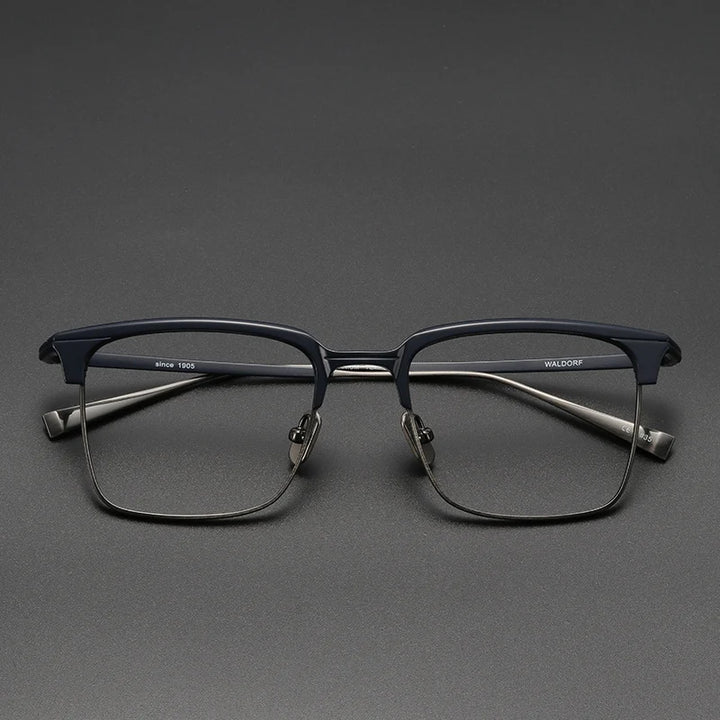 Black Mask Unisex Full Rim Square Titanium Square Eyeglasses 14242 Full Rim Black Mask Blue-Gray