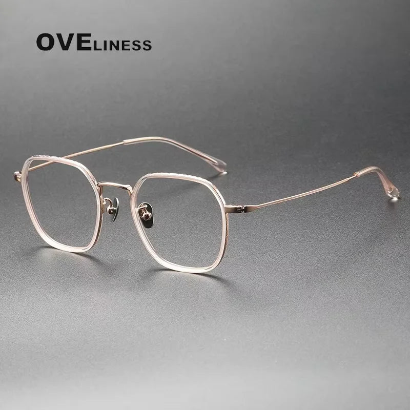Oveliness Women's Full Rim Polygon Square Acetate Titanium Eyeglasses 98505