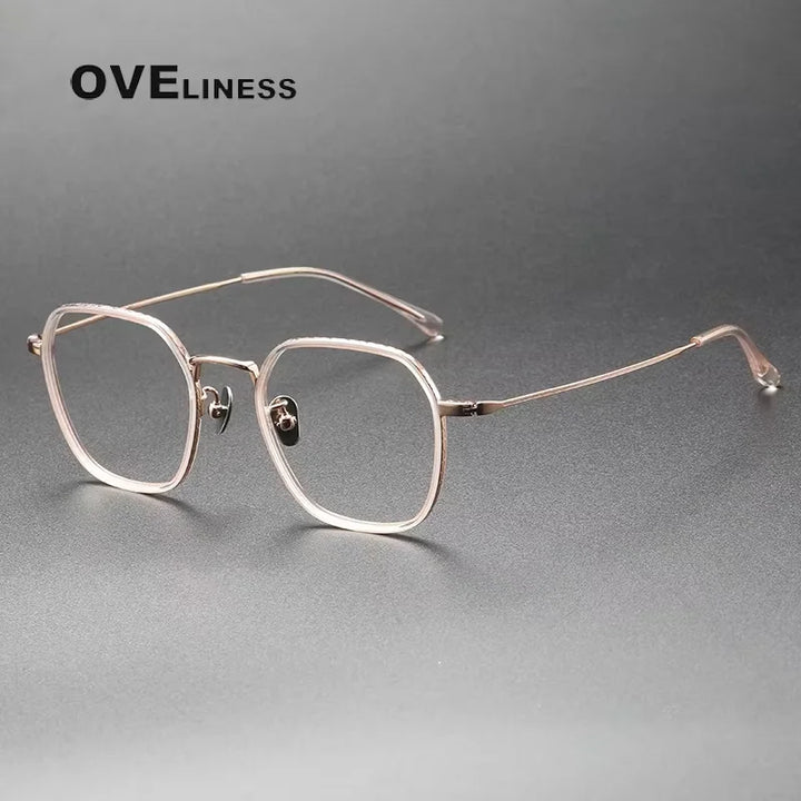 Oveliness Women's Full Rim Polygon Square Acetate Titanium Eyeglasses 98505