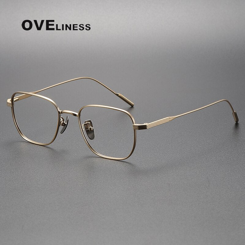 Oveliness Unisex Full Rim Square Titanium Eyeglasses 80809 Full Rim Oveliness gold  