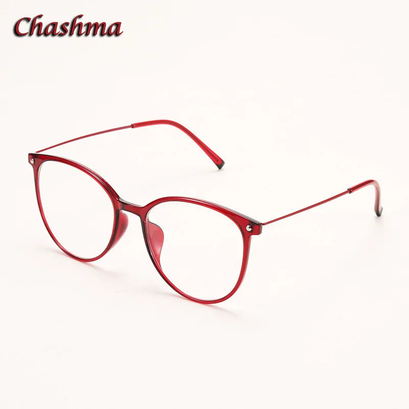 Chashma Ochki Unisex Full Rim Round Ultem Titanium Eyeglasses 312155