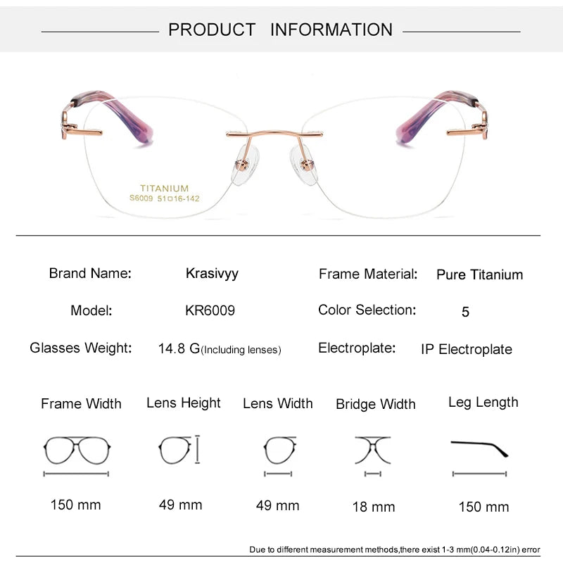 Krasivyy Women's Rimless Polygon Oval Titanium Eyeglasses 96009