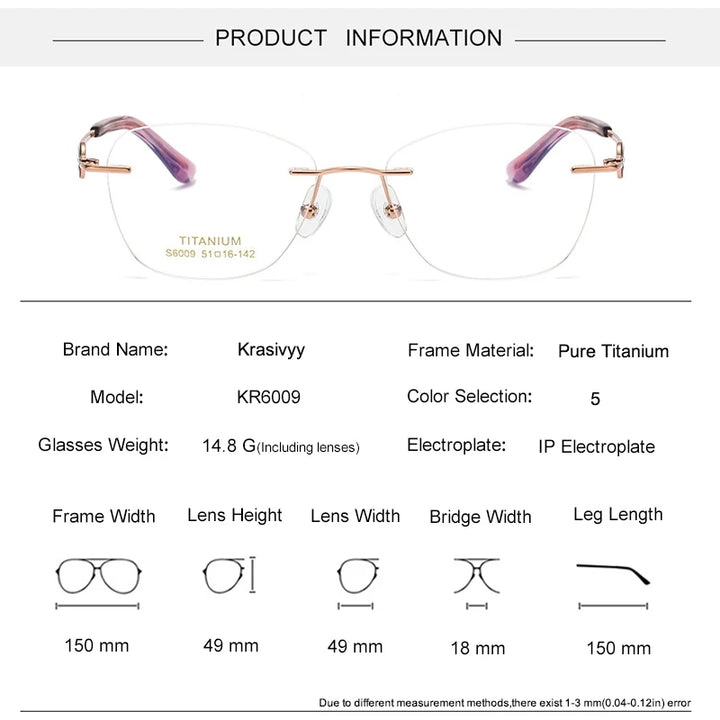Krasivyy Women's Rimless Polygon Oval Titanium Eyeglasses 96009