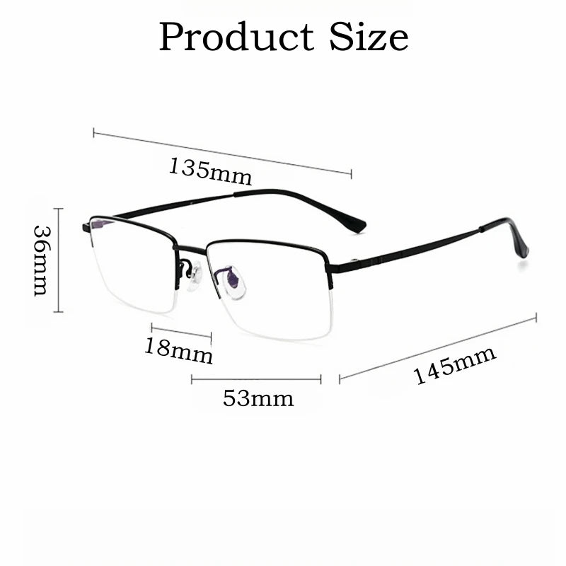 Yimaruili Men's Semi Rim Square Titanium Alloy Eyeglasses Y18005 Semi Rim Yimaruili Eyeglasses