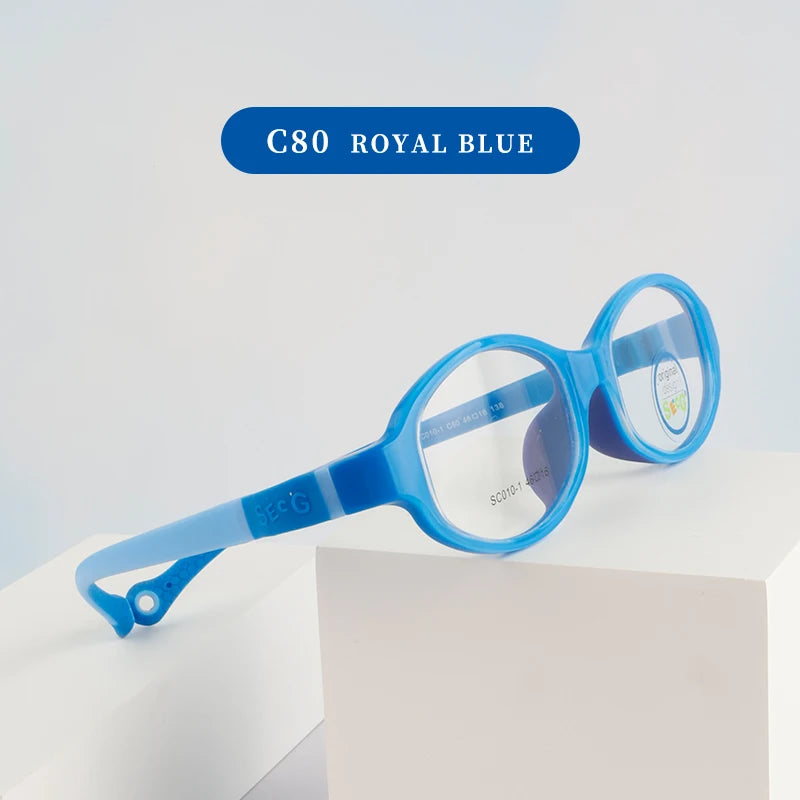 Secg Unisex Children's Full Rim Oval Tr 90 Silicone Eyeglasses 193101 Full Rim Secg C80