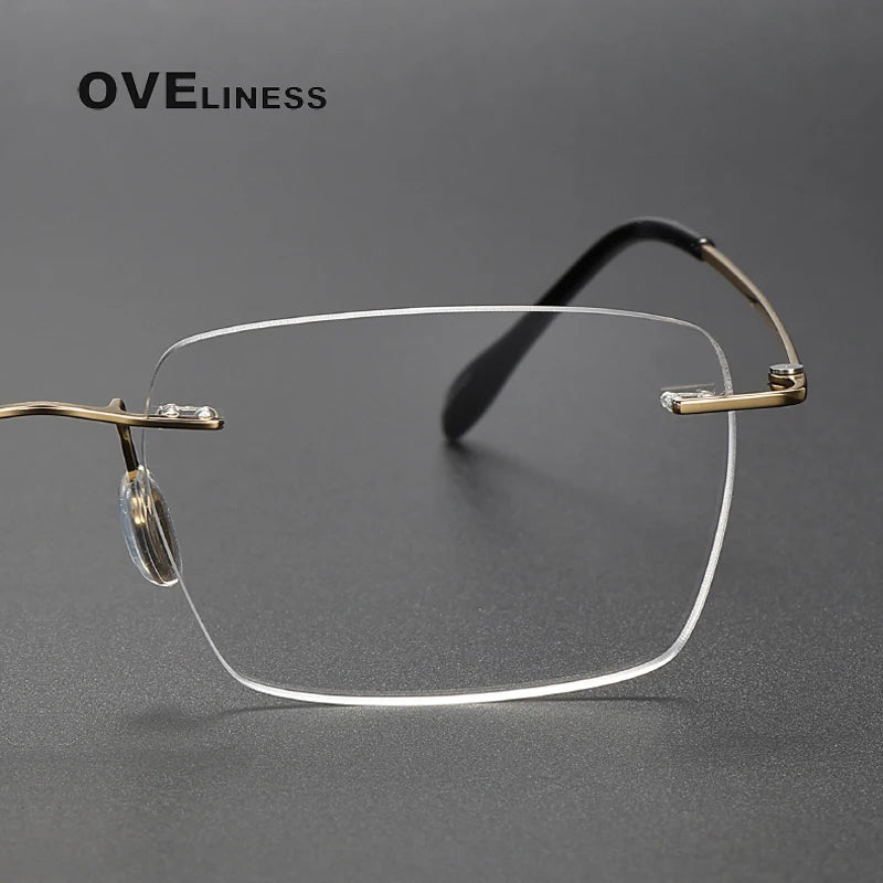 Oveliness Unisex Rimless Square Titanium Eyeglasses 80964 Rimless Oveliness