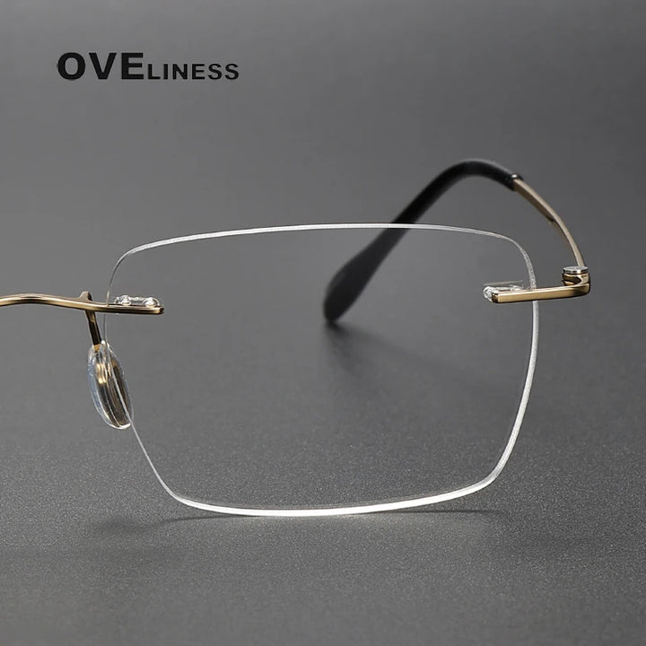Oveliness Unisex Rimless Square Titanium Eyeglasses 80964 Rimless Oveliness