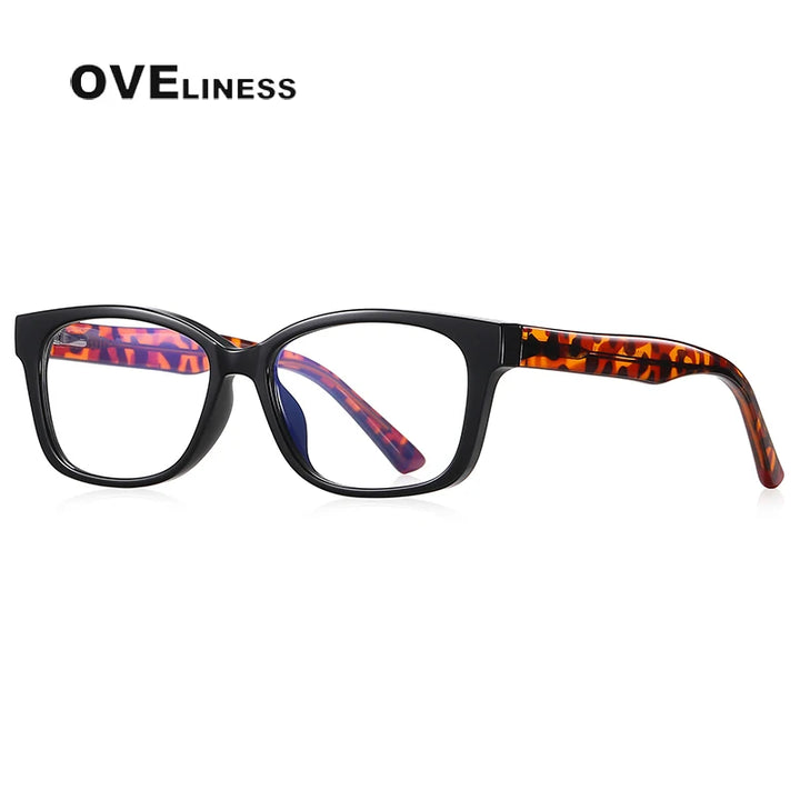 Oveliness Youth Unisex Full Rim Square Tr 90 Titanium Eyeglasses 20208 Full Rim Oveliness black  