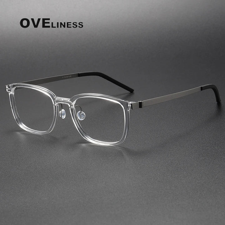 Oveliness Unisex Full Rim Square Acetate Titanium Eyeglasses 1852 Full Rim Oveliness transparent