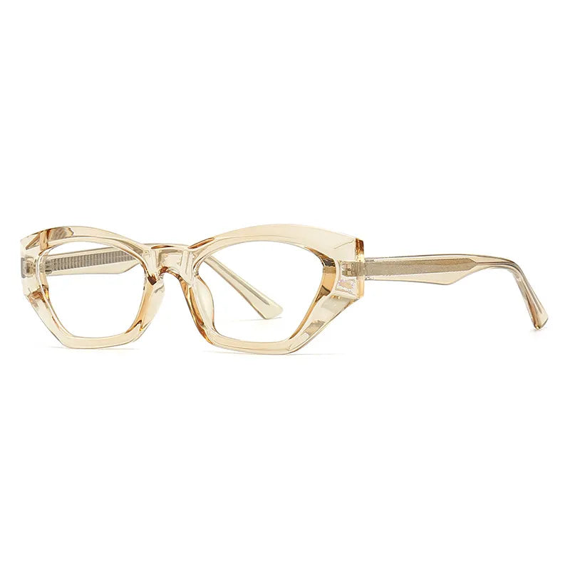 CCspace Unisex Full Rim Cat Eye Tr 90 Titanium Eyeglasses 56842 Full Rim CCspace C10ChampagneCLear