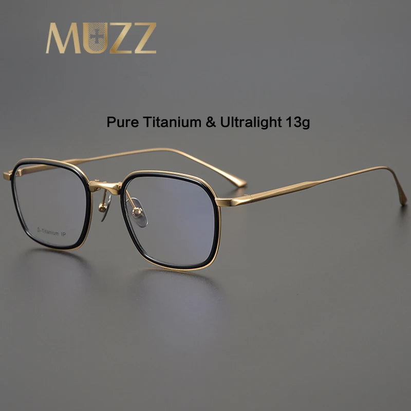 Muzz Unisex Full Rim Square Acetate Titanium Eyeglasses 22140