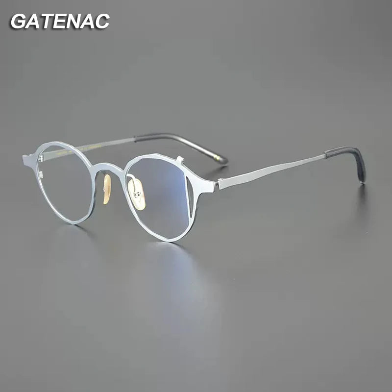 Gatenac Unisex Full Rim Round Titanium Eyeglasses Gxyj1221 Full Rim Gatenac   