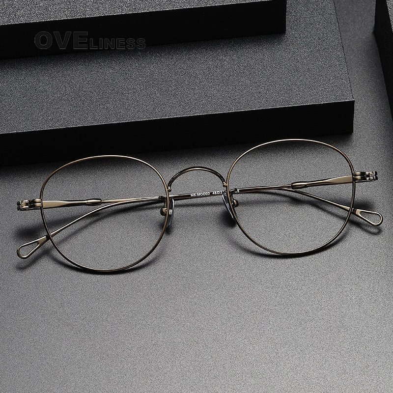 Oveliness Unisex Full Rim Round Titanium Eyeglasses M003 Full Rim Oveliness   