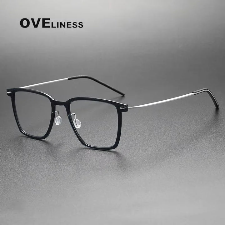 Oveliness Women's Full Rim Square Acetate Titanium Eyeglasses 16554
