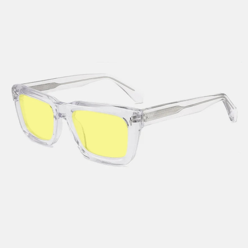 Gatenac Unisex Full Rim Square Polarized Acetate Sunglasses Mo13 Sunglasses Gatenac Transparent Yellow