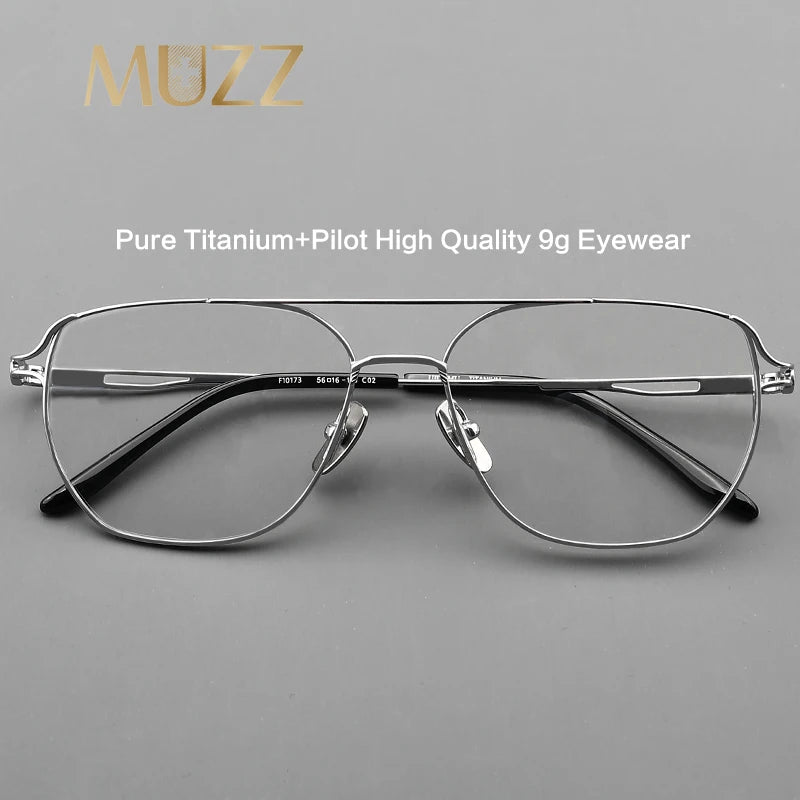 Muzz Unisex Full Rim Oval Double Bridge Titanium Eyeglasses 10173 Full Rim Muzz   