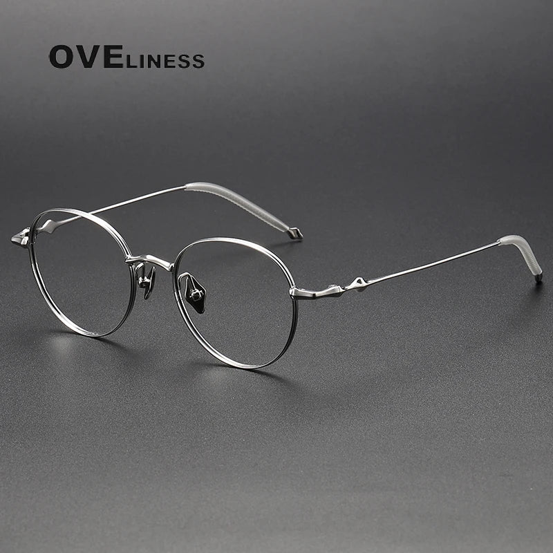 Oveliness Unisex Full Rim Round Titanium Eyeglasses 4519 Full Rim Oveliness silver