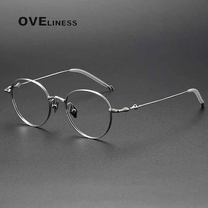 Oveliness Unisex Full Rim Round Titanium Eyeglasses 4519 Full Rim Oveliness silver