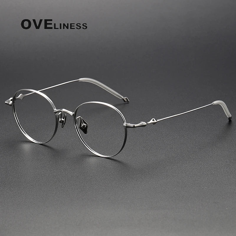 Oveliness Unisex Full Rim Round Titanium Eyeglasses 4519 Full Rim Oveliness silver  