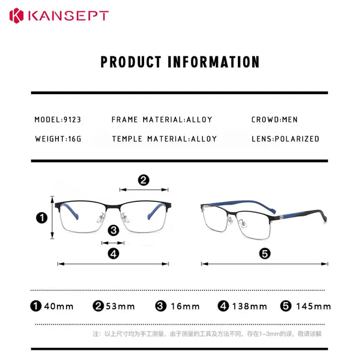 Kansept Women's Full Rim Square Steel Reading Glasses Clip On Sunglasses 59123