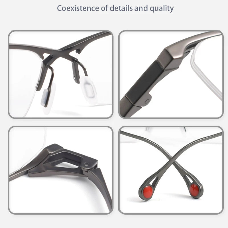 Muzz Mens Semi Rim Rectangle Titanium Eyeglasses 222 Semi Rim Muzz
