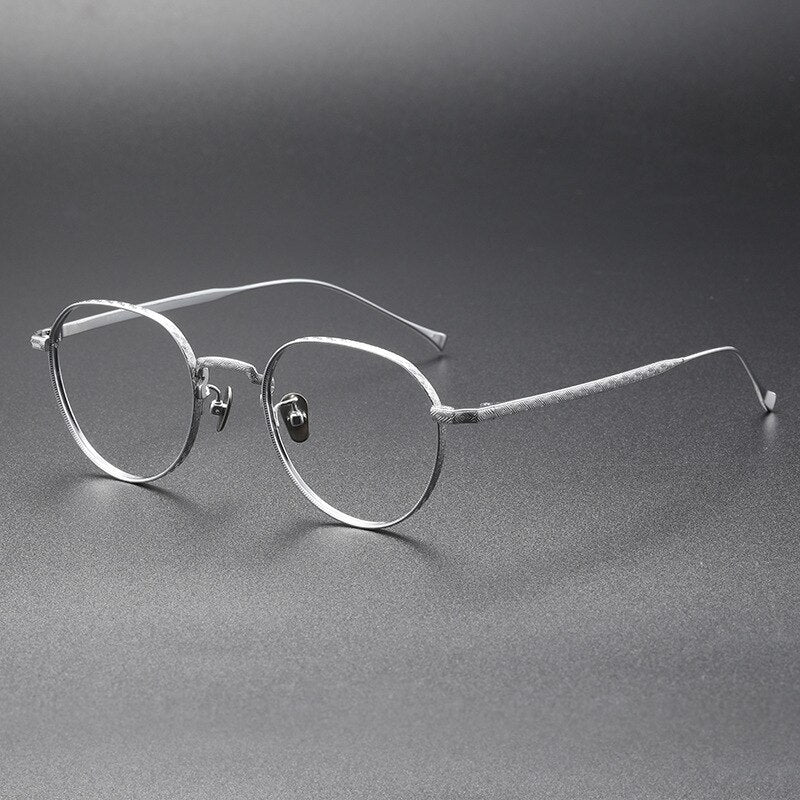CCspace Unisex Full Rim Round Titanium Eyeglasses 55975 Full Rim CCspace Silvery China