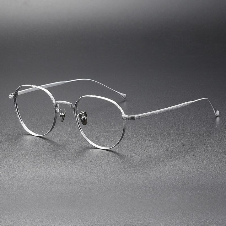 CCspace Unisex Full Rim Round Titanium Eyeglasses 55975 Full Rim CCspace Silvery China